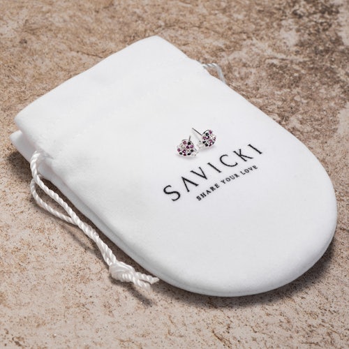 Kolczyki biedronki Savicki: srebrne, cyrkonie